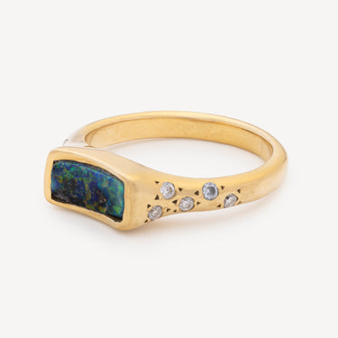 Celeste Curved Opal Diamond Ring