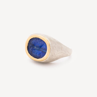 Bague Cachet Scaraboide Lapis