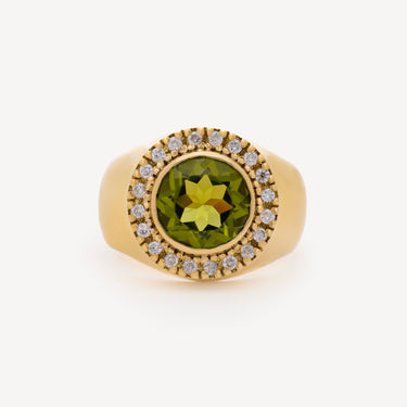 Bague Pinky Péridot Diamants