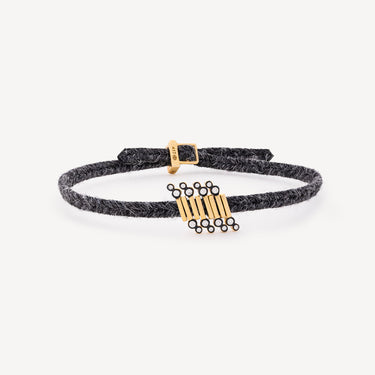 BLACK CORD BRACELET 8 SIG-EL3 DIAM YG