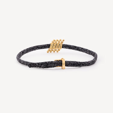 BLACK CORD BRACELET 8 SIG-EL3 DIAM YG