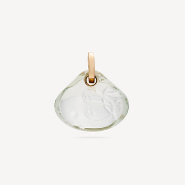 Green Amethyst Flower of Life Pendant in Yellow Gold