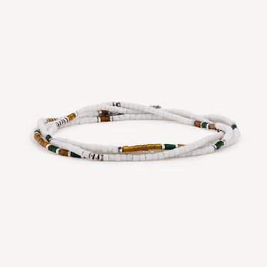 Bracelet White Beaded with Silver Detail