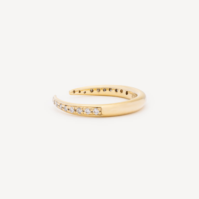 Half Paved White Diamond Ring
