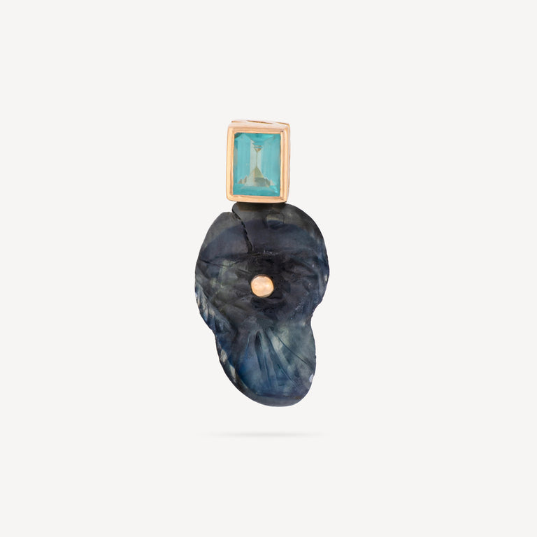 Pendentif Plume Aigue-Marine