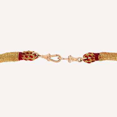 Collier Lien Pompom Rouge Doré