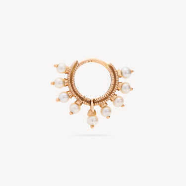 Boucle d'Oreille 6.5mm Pearl Coronet Hoop Or Rose
