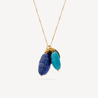 Collier Scarabées et Médaille Trèfle