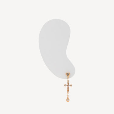 Boucle d’Oreille Triangle Teardrop Diamond Pave Cross Drop