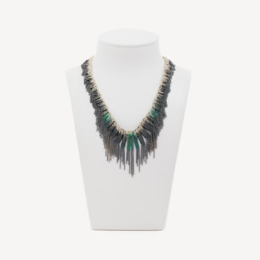 Collier Franges Argent et Soie