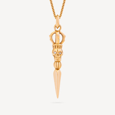 Collier Pendentif Skull Or Jaune