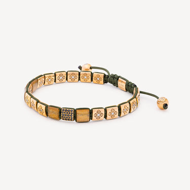 Bracelet Lock 6mm Kaki et Rose