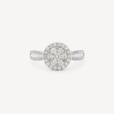 Bague Or Blanc Grappe Diamants