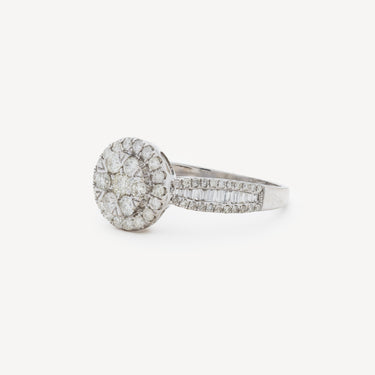 Bague Or Blanc Grappe Diamants
