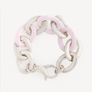 Bracelet Chaîne Argent et Céramique Rose