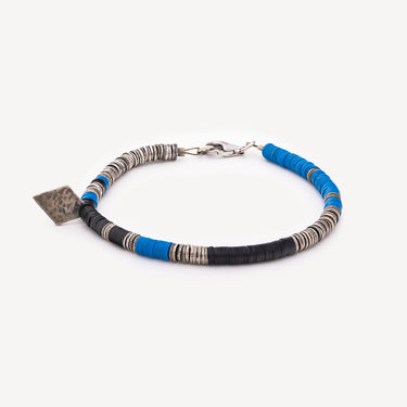 Bracelet Vinyle Tricolore Argent