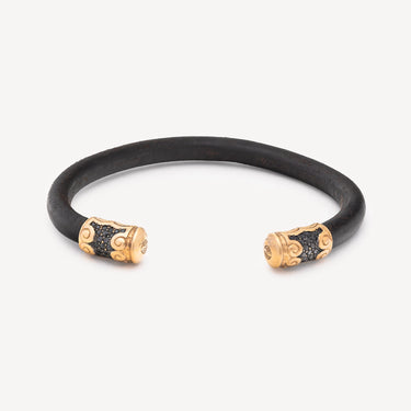 Jonc Cuir et Diamants Noir