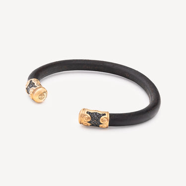 Jonc Cuir et Diamants Noir