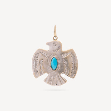 Thunderbird Pendant in Gold and Turquoise