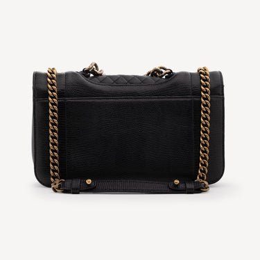Sac Double Flap Medium Lézard Noir