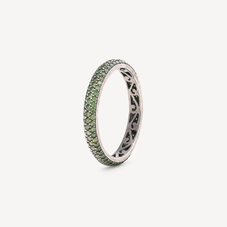 Bague Alliance Full Pavée Emeraude