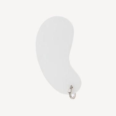 Créole 8mm Or blanc Demi Pavé Poire