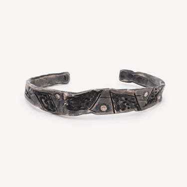 Jonc Argent et Diamants Bruns