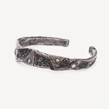 Jonc Argent et Diamants Bruns