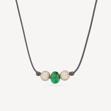 Collier Triple Orb Emeraude Diamant