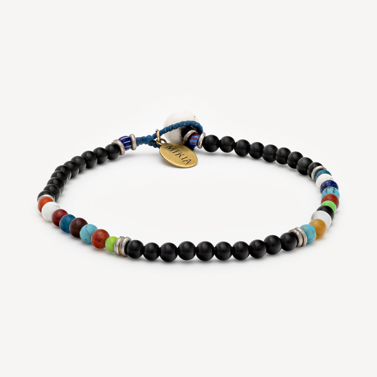 Black Bracelet with Multicolored Beads