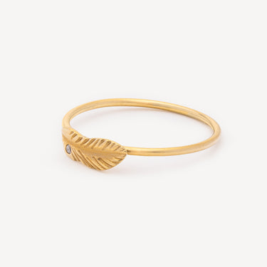 One Diamond Feather Ring