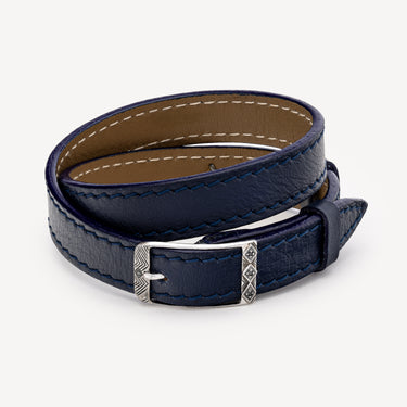 Aum Blue Leather Bracelet