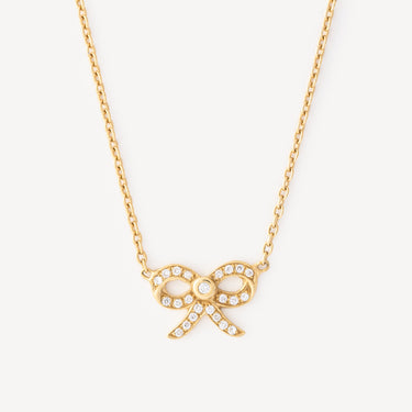 Mini Gold and Diamond Bow Necklace