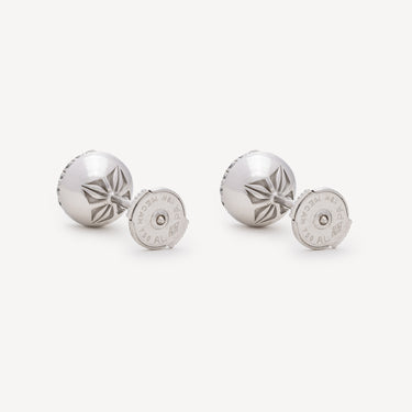 White Gold Beads Ear Studs