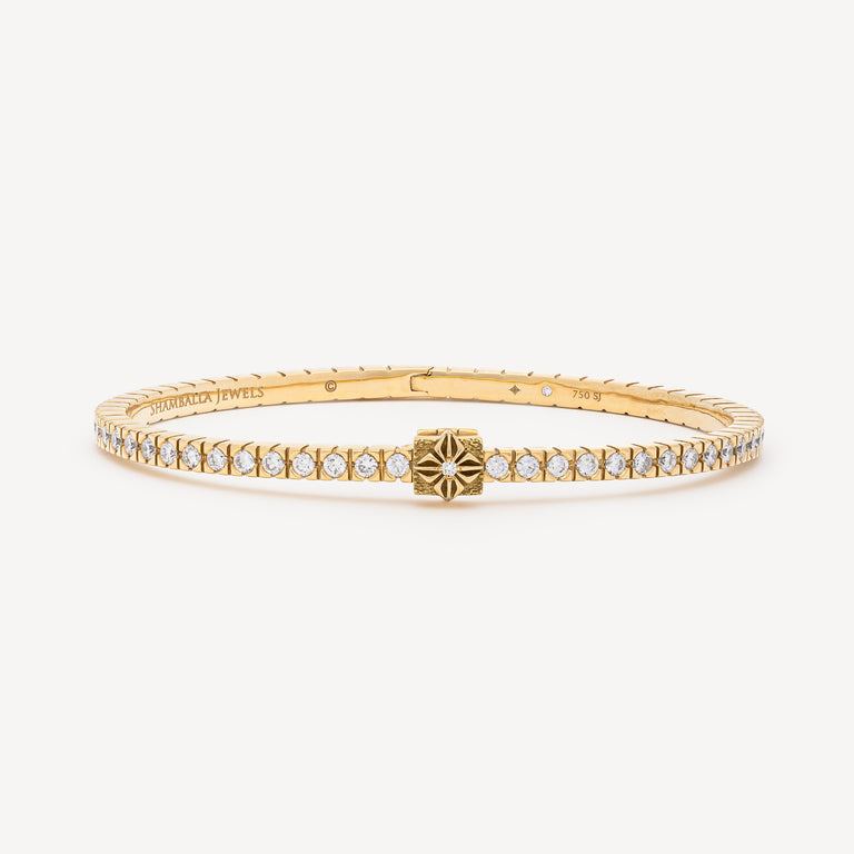 Mini Alliance Bangle Bracelet Yellow Gold Diamonds