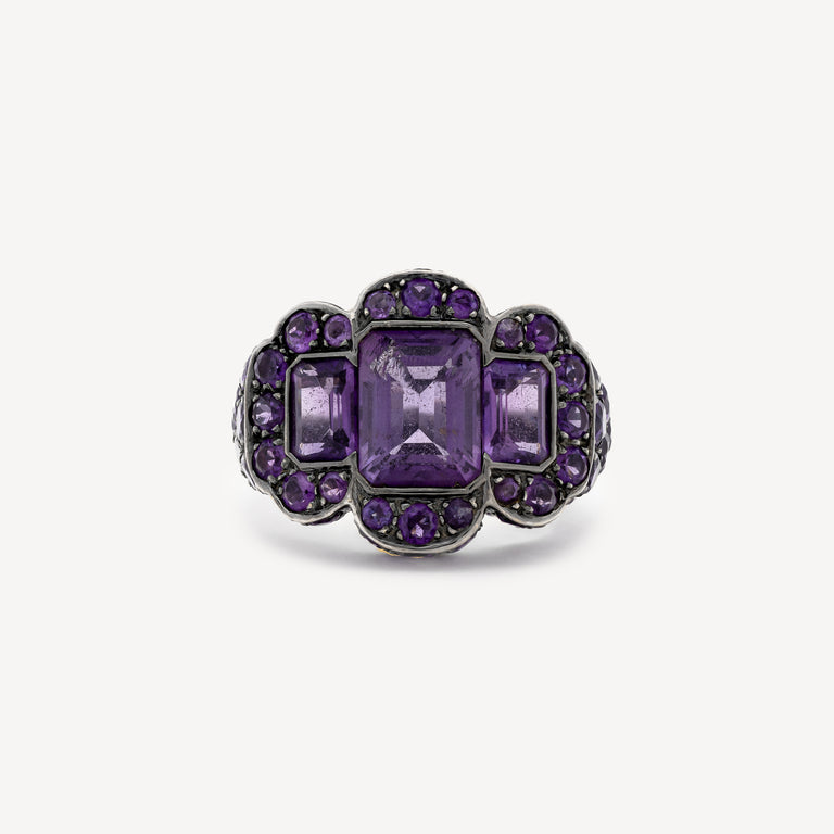 Vintage Amethyst Black Gold Ring