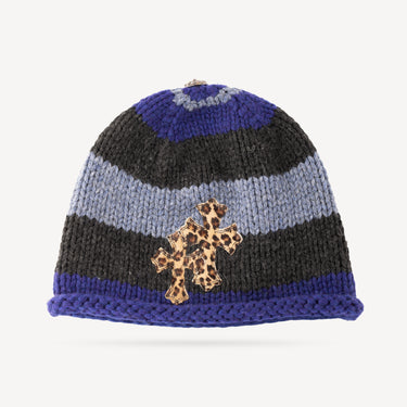 Bonnet Rayures Bleues Léopard