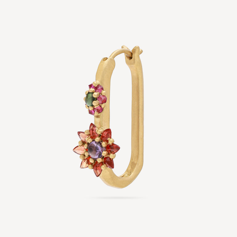 Boucle d'Oreille Medium Daisy Oval Red Blossom