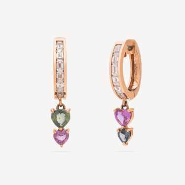 Boucles d'Oreilles Prismatique Or rose et Diamant