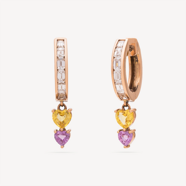 Boucles d'Oreilles Prismatique Or rose et Saphir