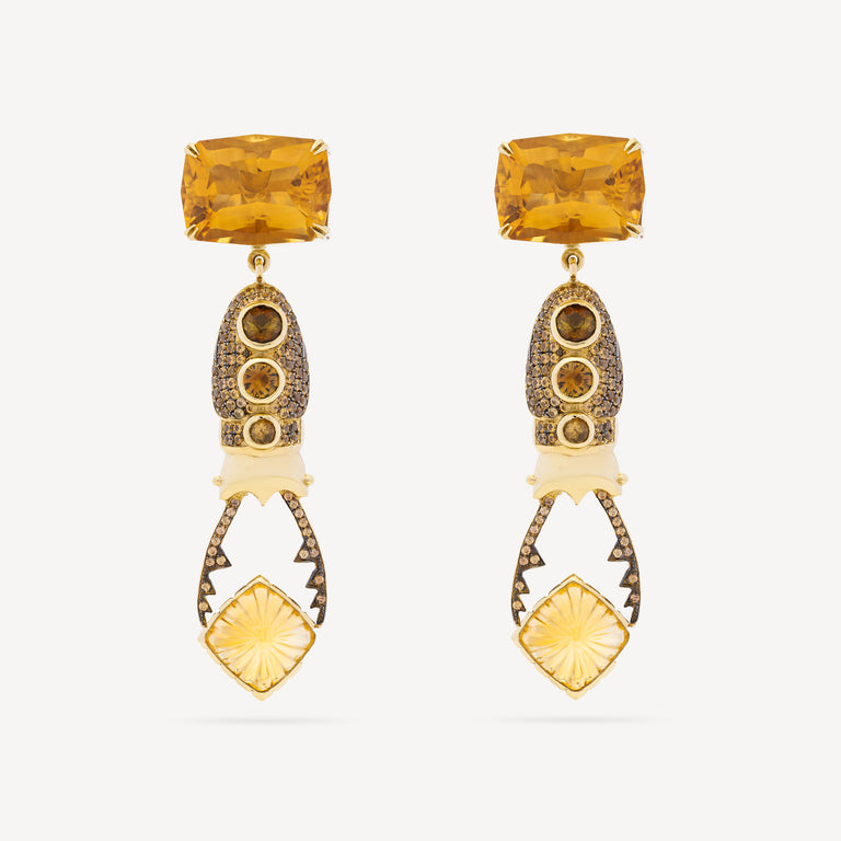 Boucles d'Oreilles Golden Hour Citrine Saphir
