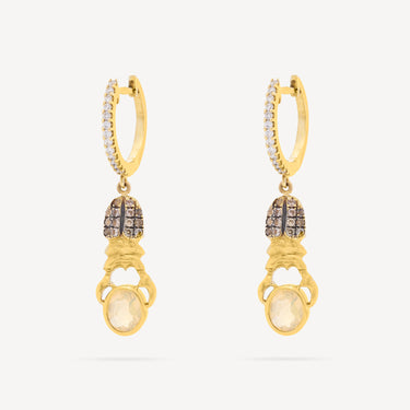 Diamond Sapphire Opal Earrings