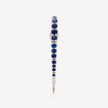 Boucle d'Oreille Inversée Or Blanc Saphirs