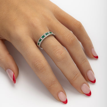 Bague Or Blanc Emeraudes et Diamants