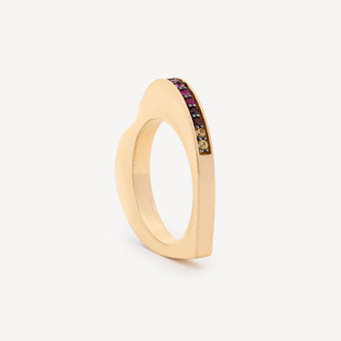 heart rainbow ring 18k gold multi sapphire