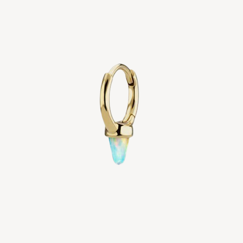 8mm Yellow Gold Spike Opal Earring