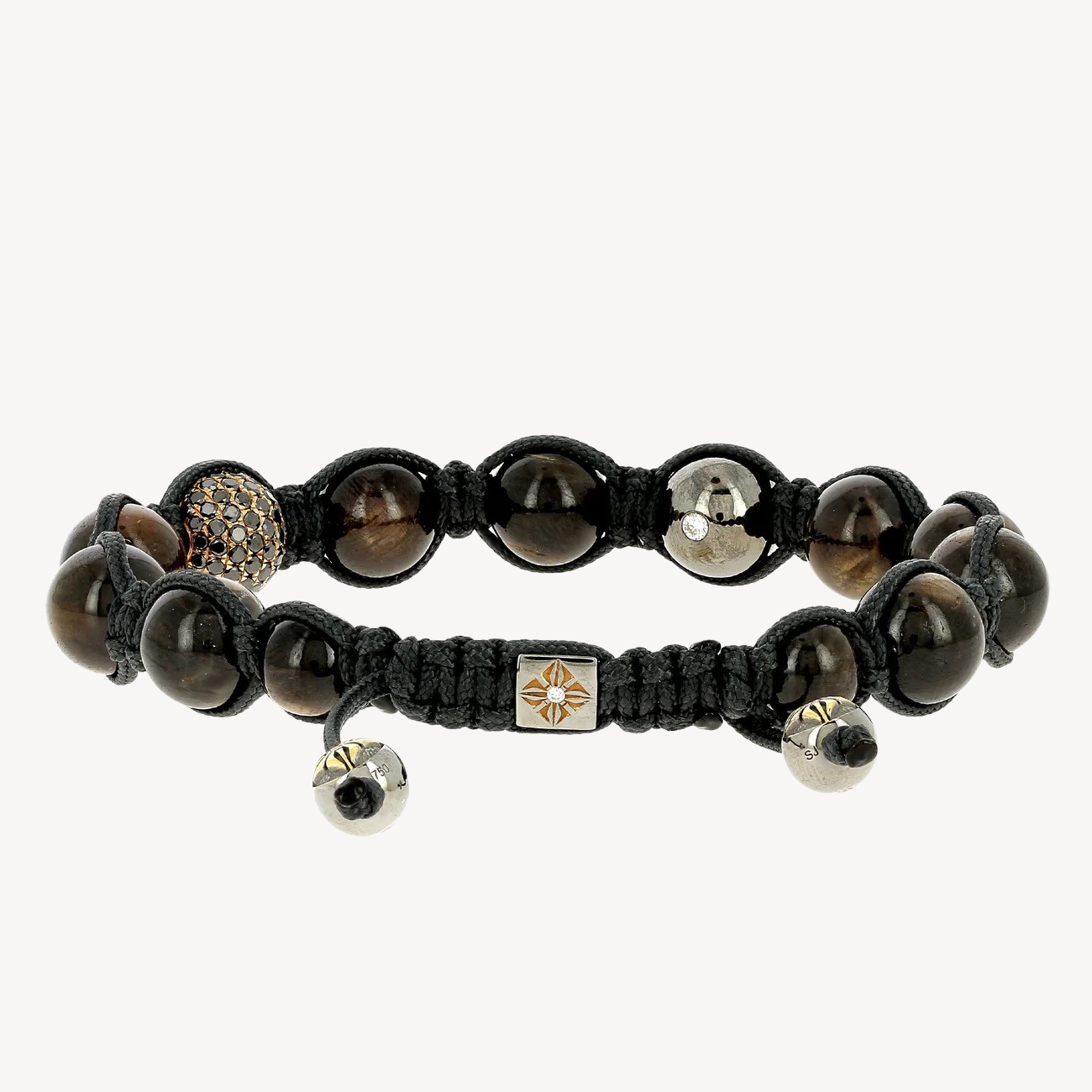 Brown Sapphire and Black Diamond Bracelet Shamballa Jewels