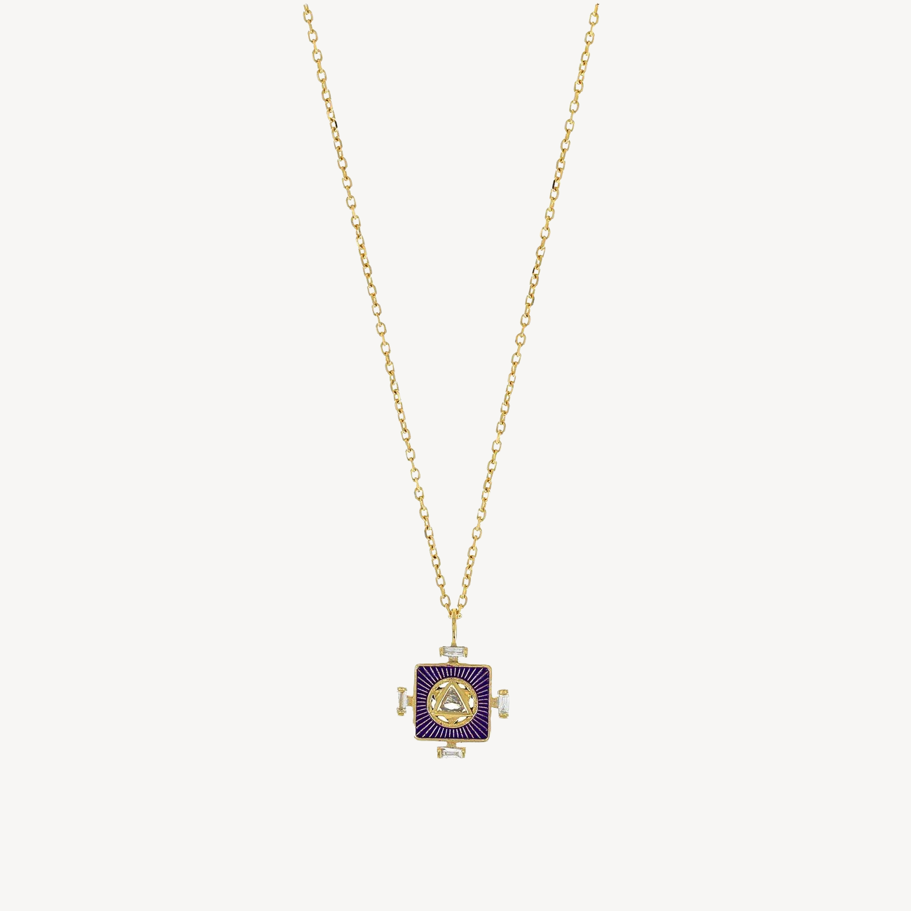 Collier Purple Yantra Crown Chakra and Trillion Diamond