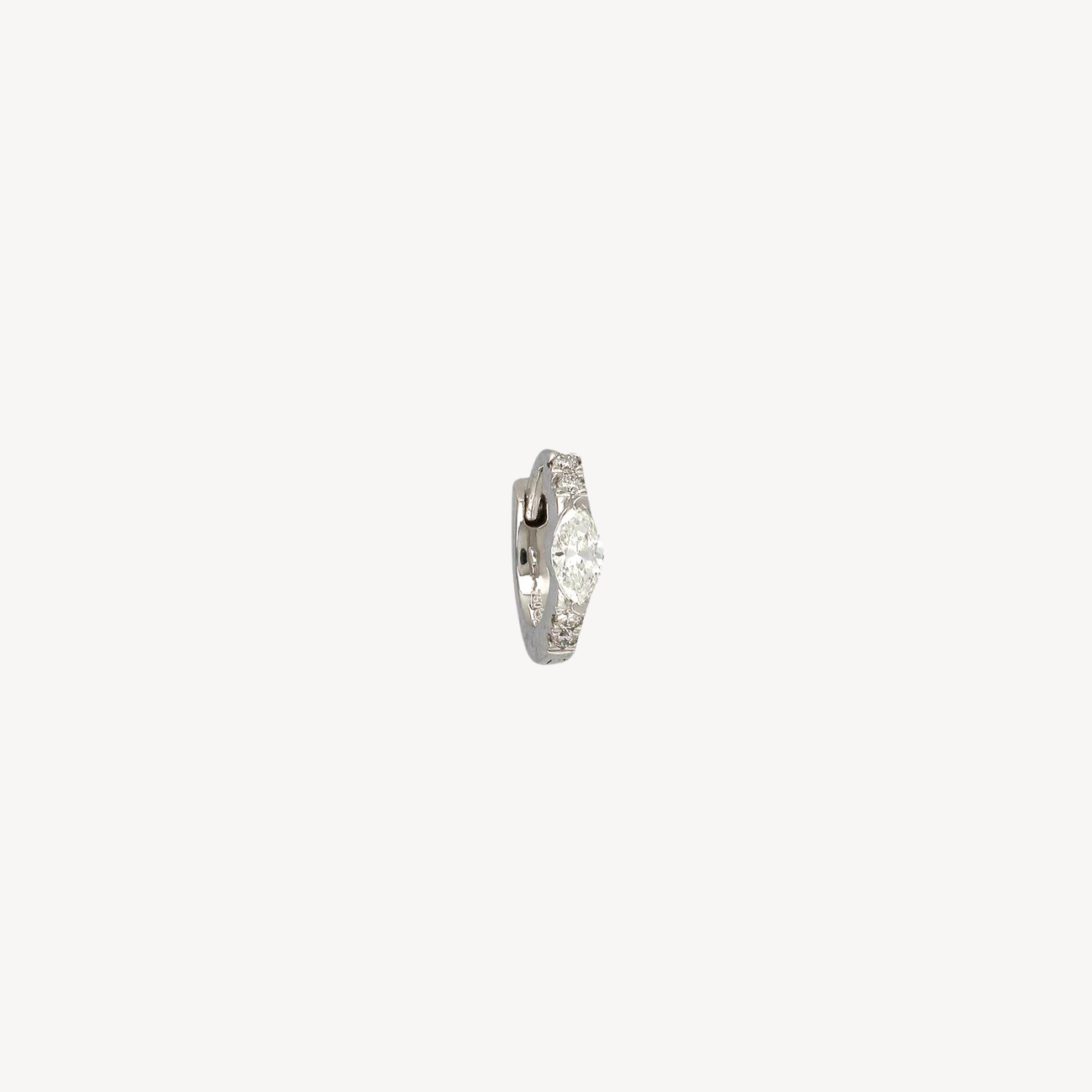 Créole 6.5mm Marquise 2.8mm Demi Pavé Or Blanc