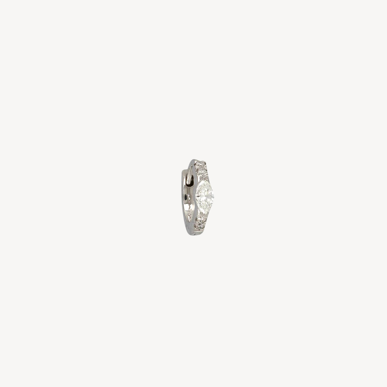 6.5mm Marquise 2.8mm Half Pavé White Gold Hoop